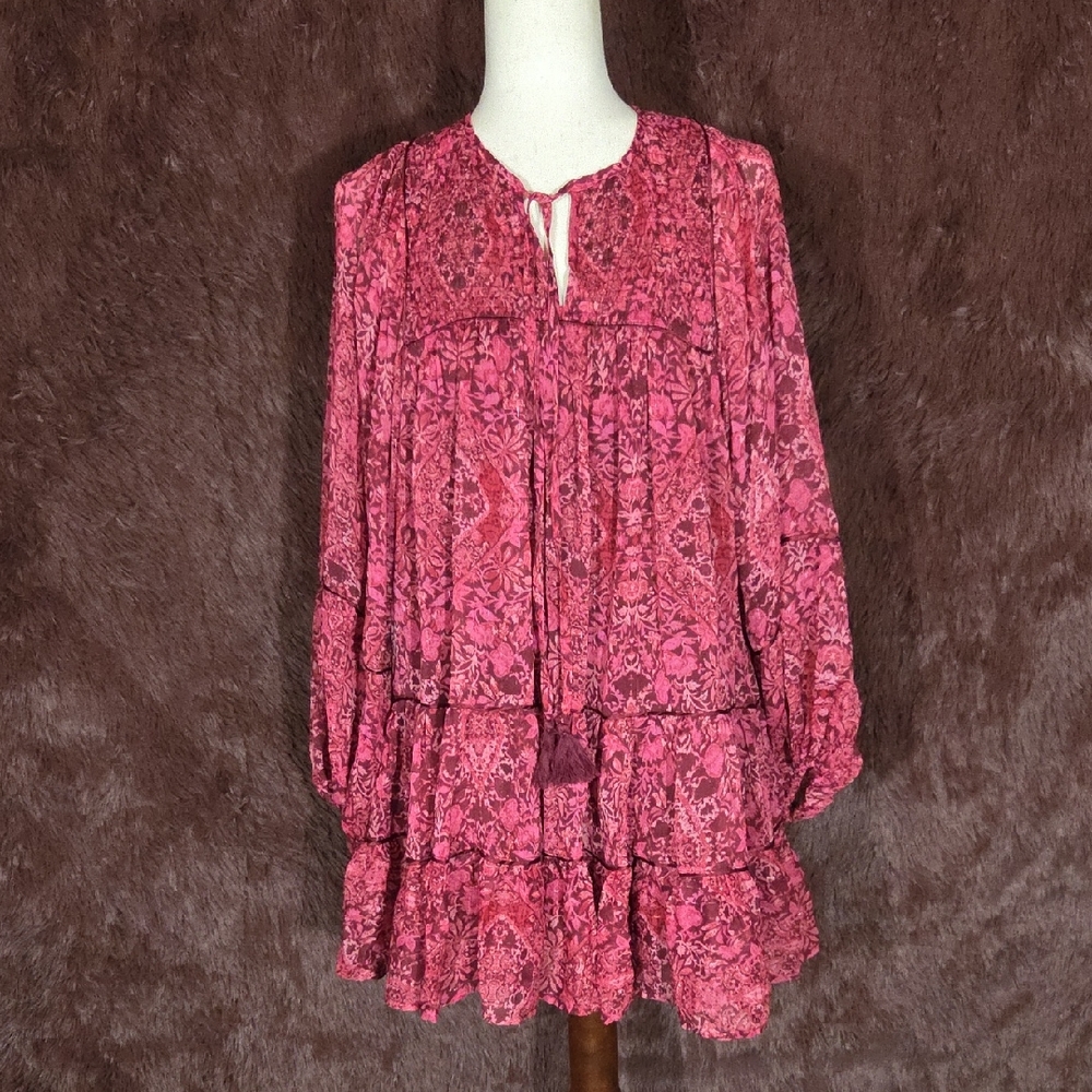 Olivaceous Floral Boho Mini Dress